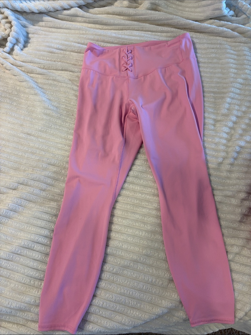 JoyLab Pink Lace-Up Ribbed Active Leggings